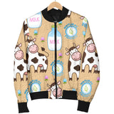 Cow Bottle Of Milk Pattern Women'S Bomber Jacket