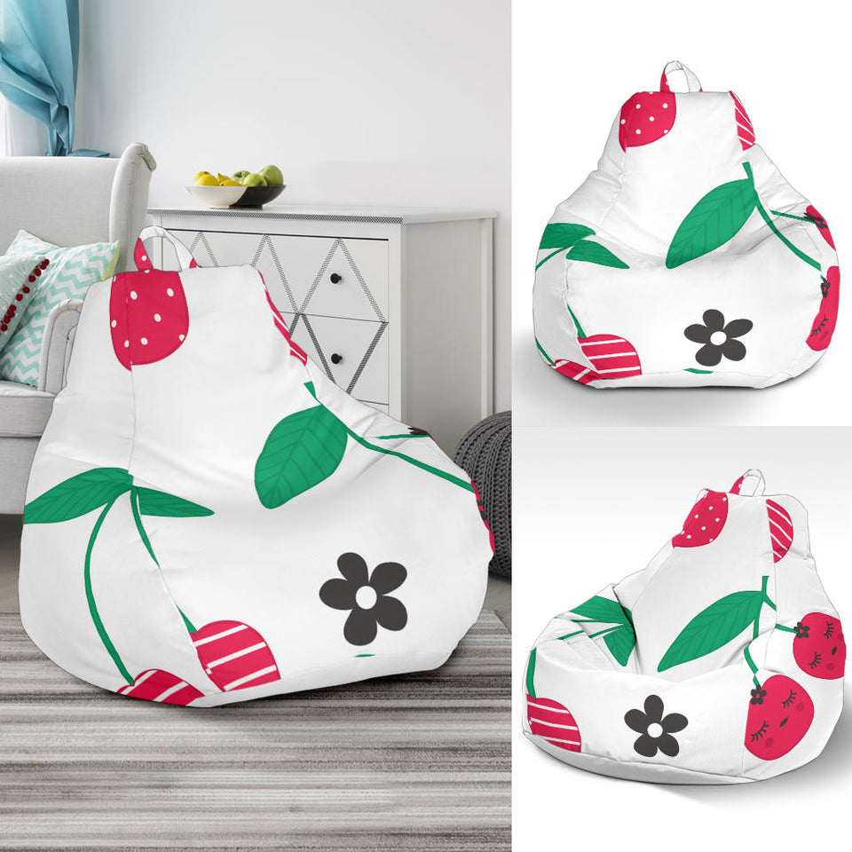 Cherry Pattern White Background Bean Bag Cover
