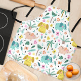 Cute Elephants Palm Tree Flower Butterfly Pattern Adjustable Apron