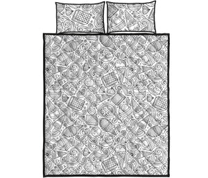 Cartoon hand drawn ice cream black white Quilt Bed Set