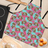 Beagle Muzzles Turquoise Paint Splashes Pink Pattern Adjustable Apron
