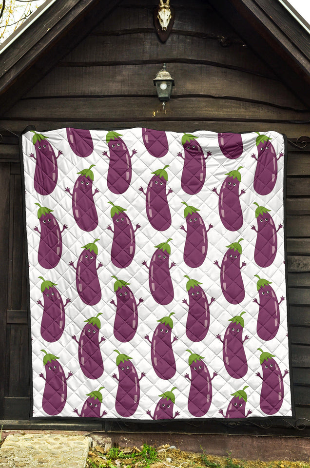 Eggplant Pattern Print Design 01 Premium Quilt