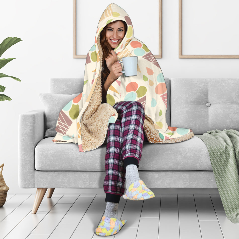 Ice Cream Cone Pattern Hooded Blanket