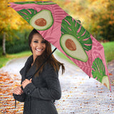 Avocado Slices Leaves Pink Back Ground Umbrella