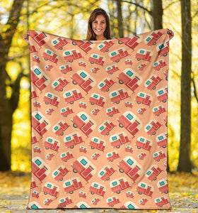 Camper Van Pattern Print Design 03 Premium Blanket
