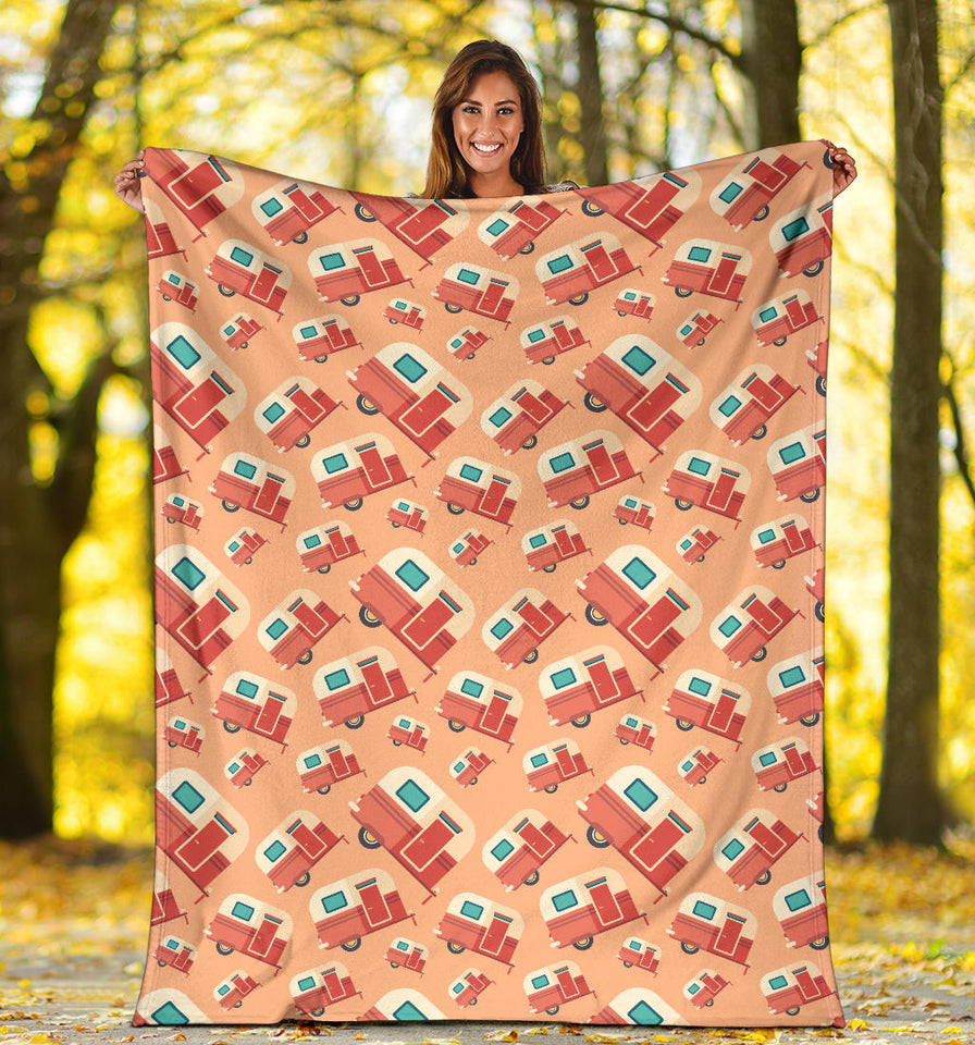 Camper Van Pattern Print Design 03 Premium Blanket