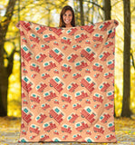 Camper Van Pattern Print Design 03 Premium Blanket