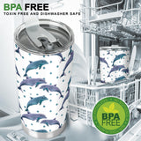 Dolphins Pattern Dotted Background Tumbler