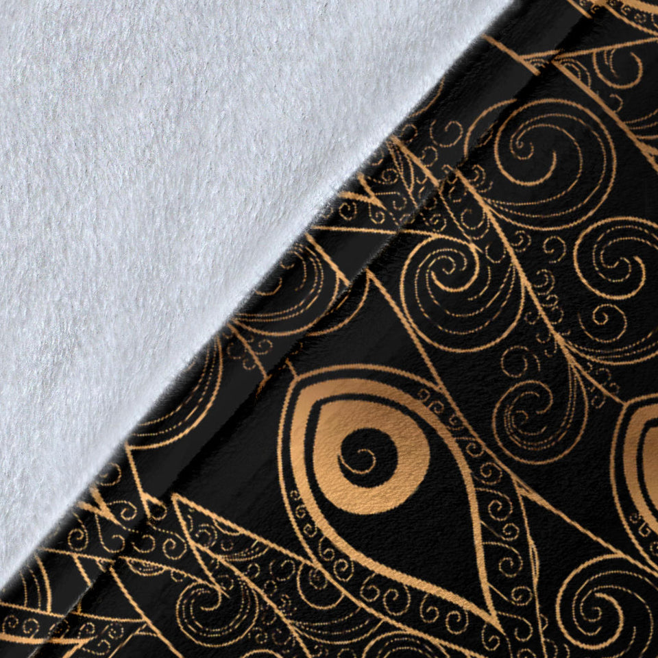 Gold Peacock Feather Pattern Premium Blanket