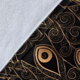 Gold Peacock Feather Pattern Premium Blanket