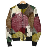 Japanese Cranes Flying Forest Dot Pattern Women'S Bomber Jacket