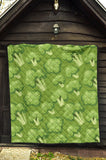 Broccoli Pattern Green Background Premium Quilt