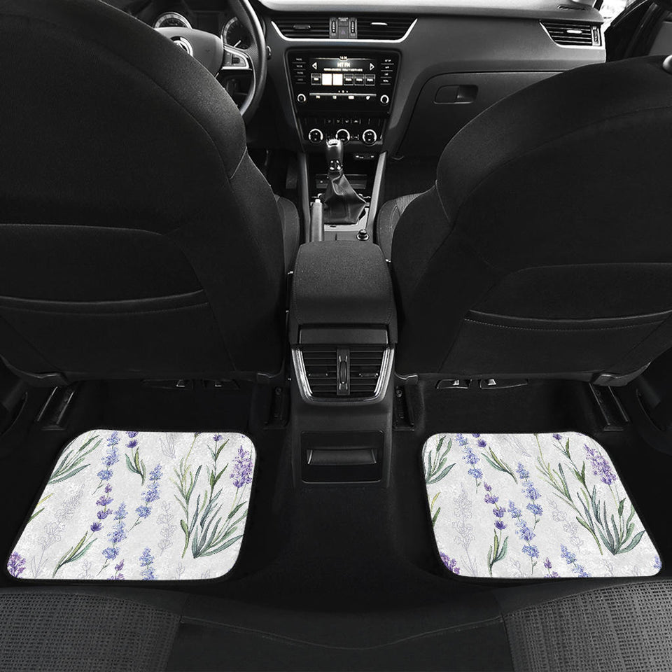 Hand Painting Watercolor Lavender Front And Back Car Mats