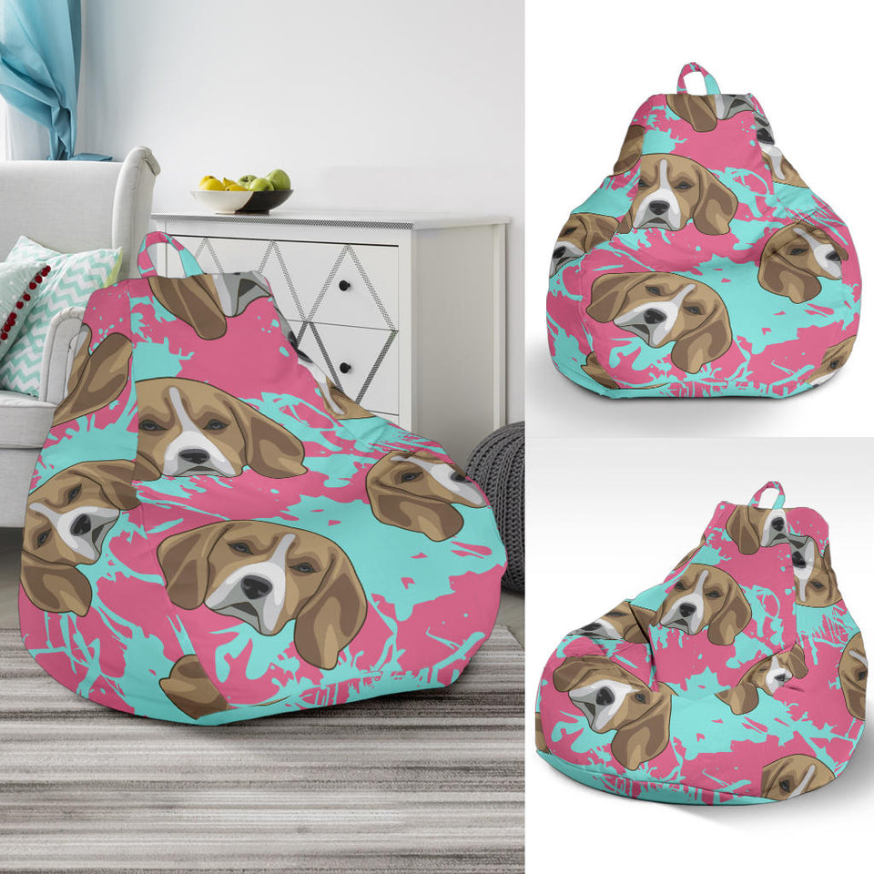 Beagle Muzzles Turquoise Paint Splashes Pink Pattern Bean Bag Cover