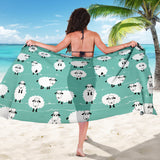 Cute Sheep Green Background Sarong