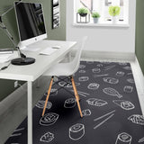 Sushi Pattern Black Background Area Rug