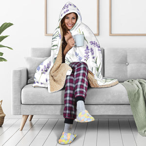 Hand Painting Watercolor Lavender Hooded Blanket