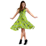 Slices Of Lime Design Pattern Sleeveless Midi Dress