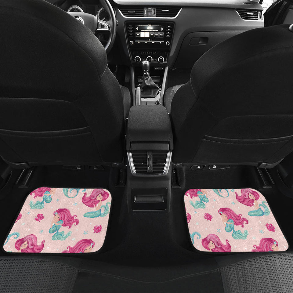 Cute Little Mermaid Pattern Front And Back Car Mats