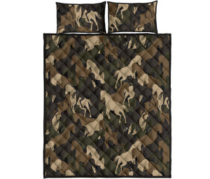 Horse Camo Camouflage Pattern Quilt Bed Set