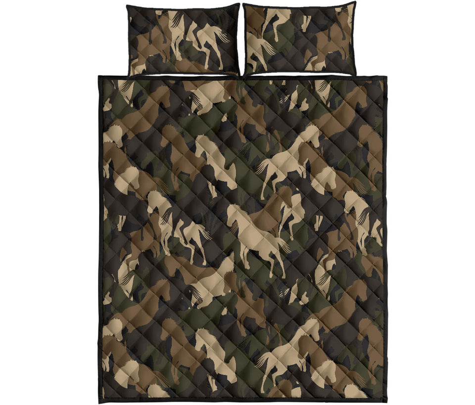 Horse Camo Camouflage Pattern Quilt Bed Set