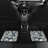 Sugar Skull Black White Pattern Front And Back Car Mats