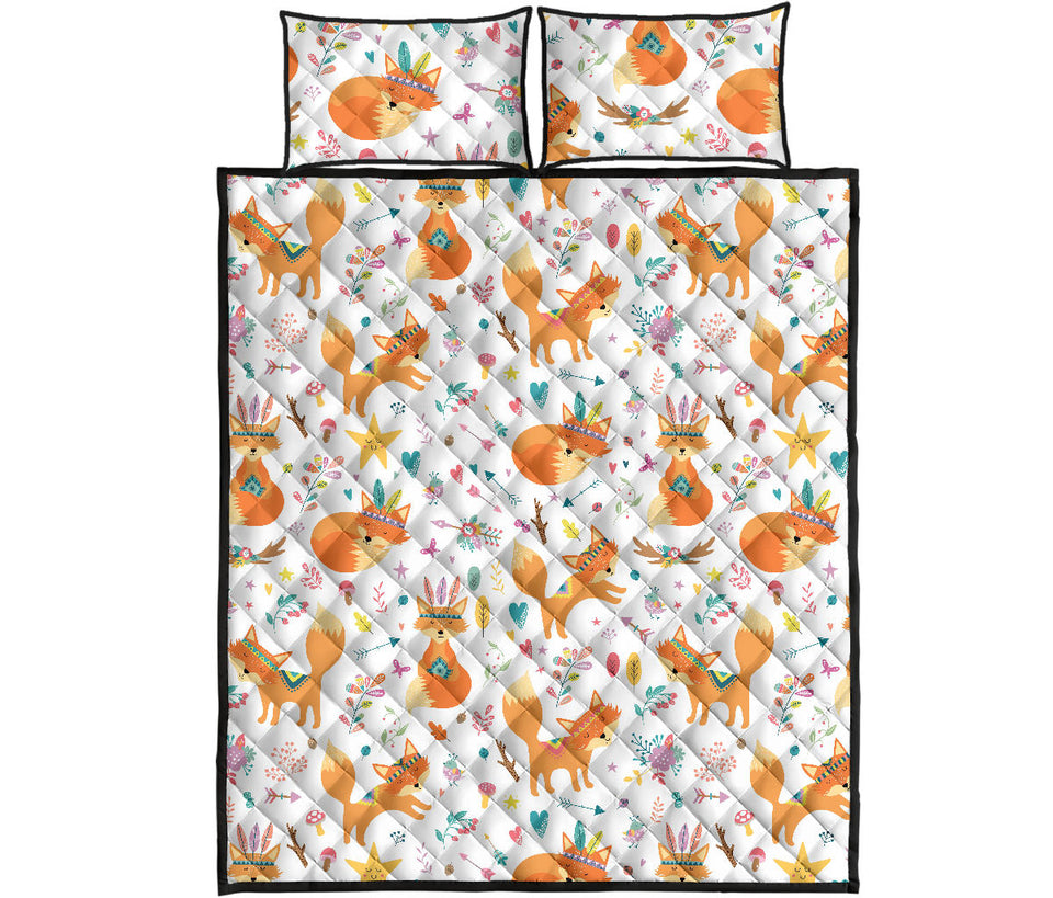 cute tribal fox pattern Quilt Bed Set