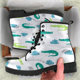 Watercolor Crocodile Pattern Leather Boots