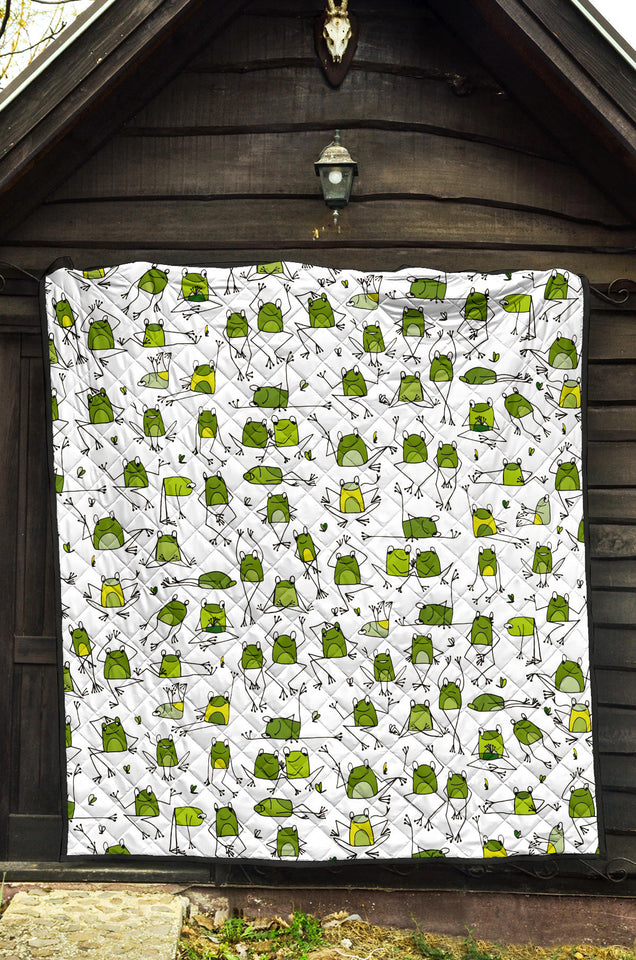 Sketch Funny Frog Pattern Premium Quilt