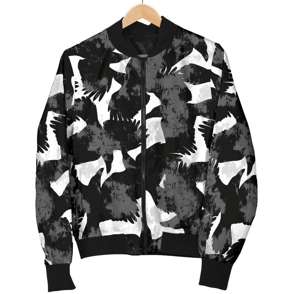 Crow Illustration Pattern Women'S Bomber Jacket