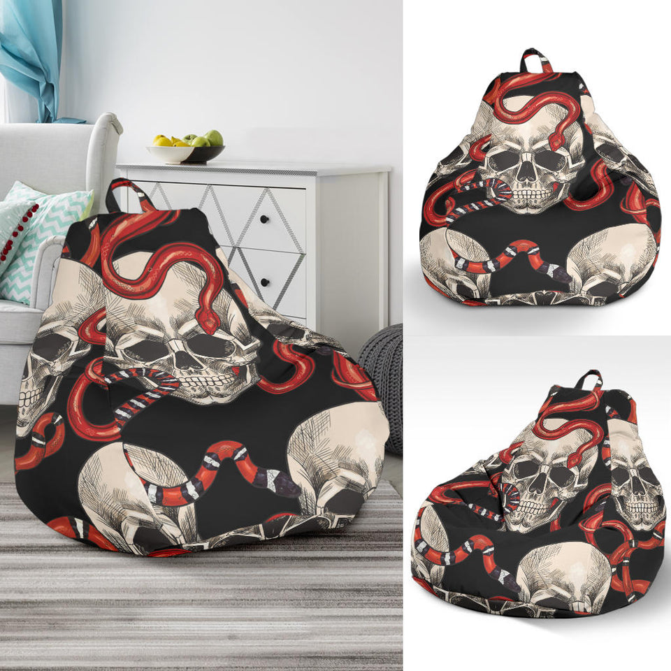 Red Snake Skull Pattern Bean Bag Cover