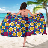 Passion Fruit Blue Background Sarong