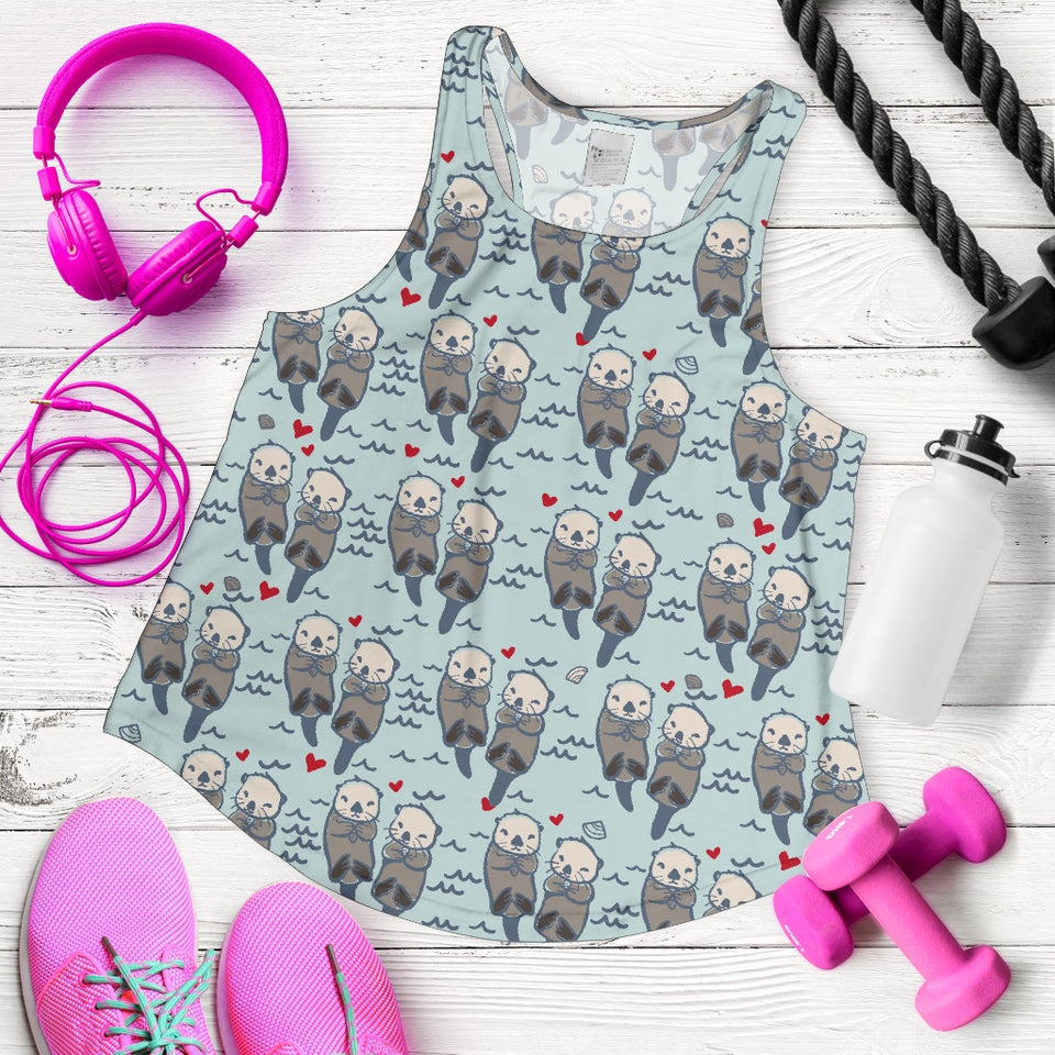 Lovely Sea Otter Pattern Women Racerback Tank Top