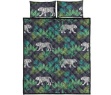 white bengal tigers tropical plant Quilt Bed Set