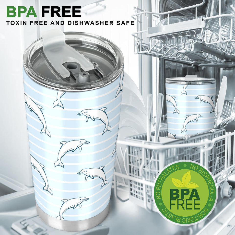 Dolphin Blue Striped Background Tumbler