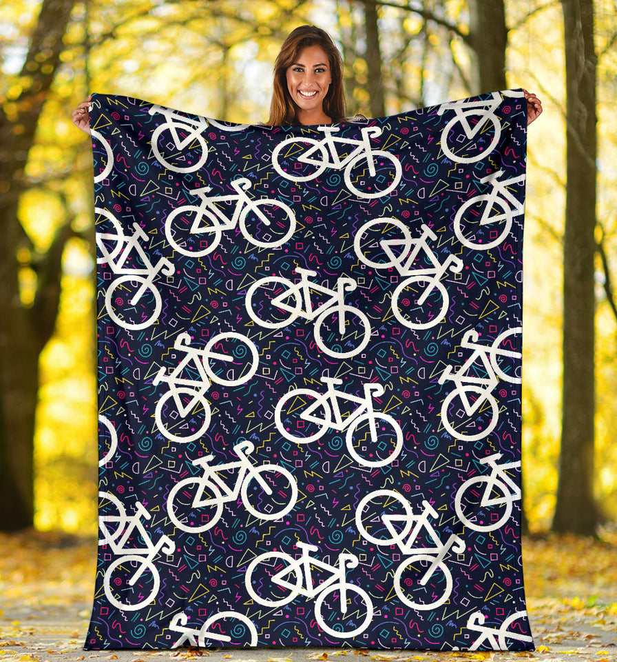 Bicycle Pattern Print Design 03 Premium Blanket