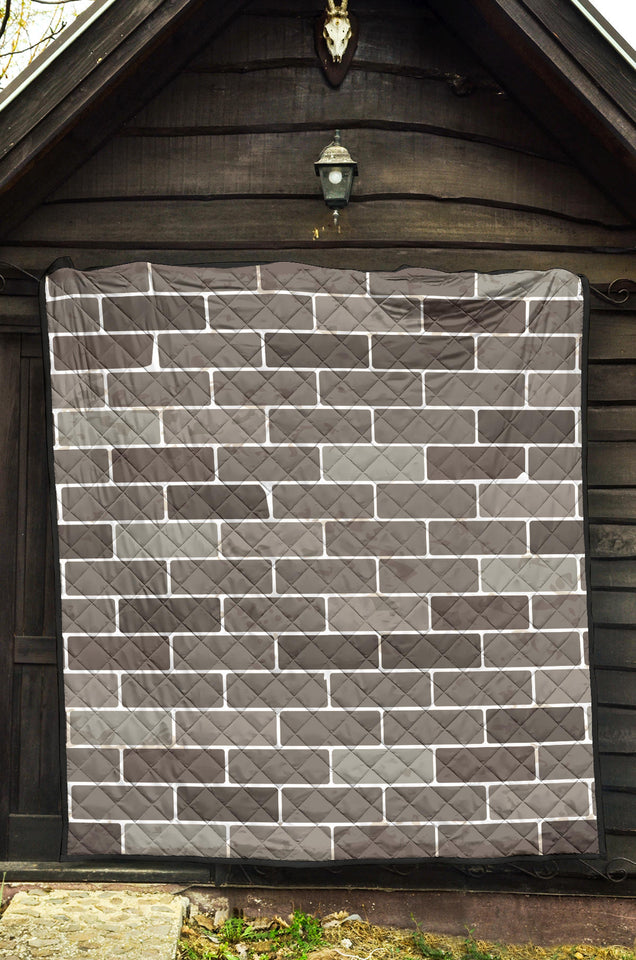 Brick Printed Pattern Print Design 05 Premium Quilt