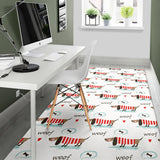 Cute Dachshund Bone Pattern Area Rug