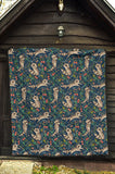 Raccoon Tropical Leaves Pattern Premium Quilt