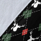 Deer Christmas New Year Pattern Argyle Premium Blanket