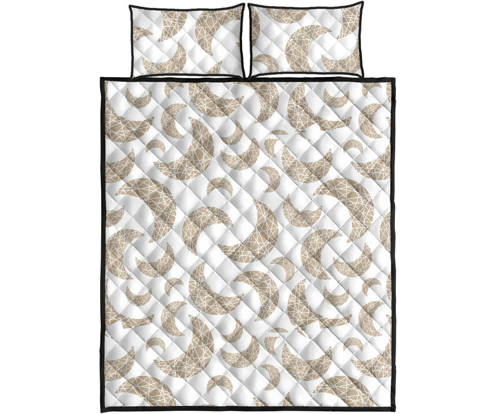 Cool gold moon abstract pattern Quilt Bed Set