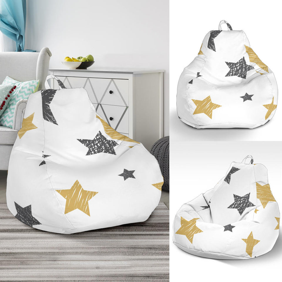 Hand Drawn Gold Black Star Pattern Bean Bag Cover