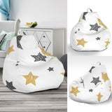 Hand Drawn Gold Black Star Pattern Bean Bag Cover
