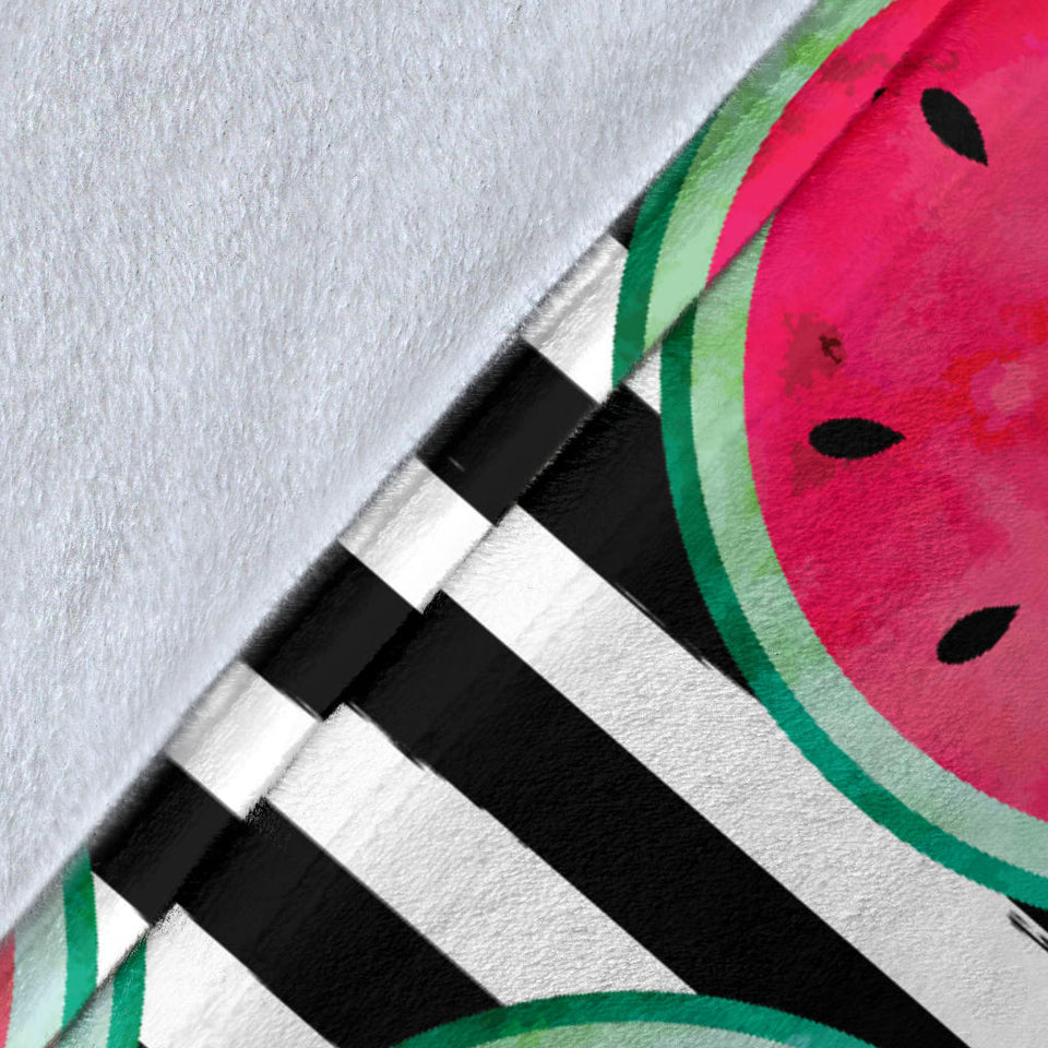 Watercolor Paint Textured Watermelon Pieces Premium Blanket