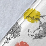 Siberian Husky And Colorful Circle Pattern Premium Blanket