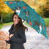 Boston Terrier Beautiful Flower Pattern Umbrella