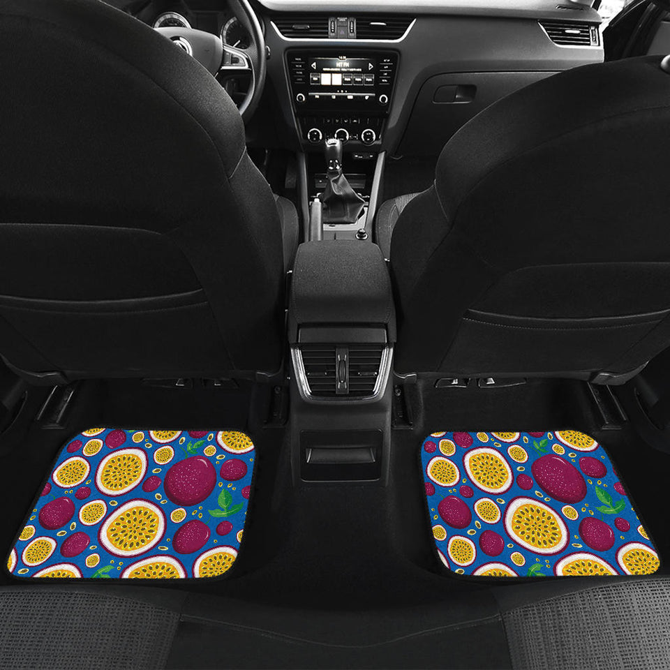 Passion Fruit Blue Background Front And Back Car Mats