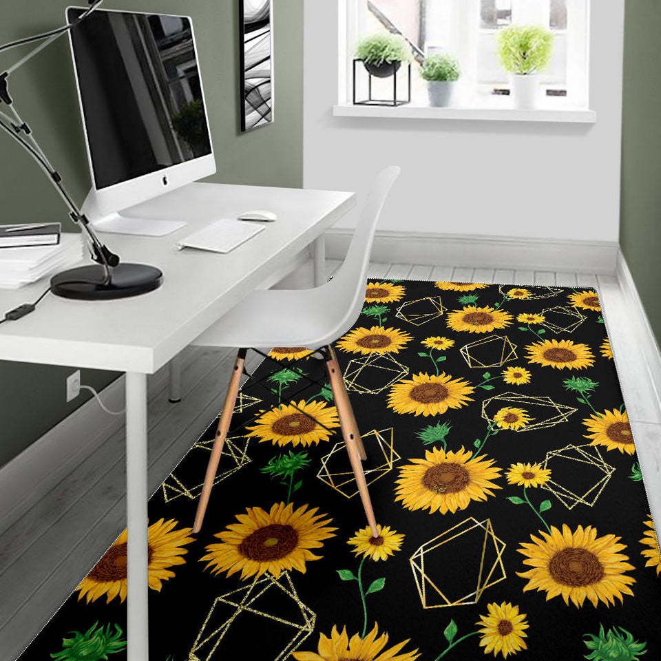 Sunflower Golden Polygonal Shapes Area Rug
