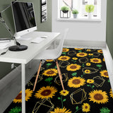 Sunflower Golden Polygonal Shapes Area Rug