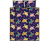Colorful sea turtle pattern Quilt Bed Set